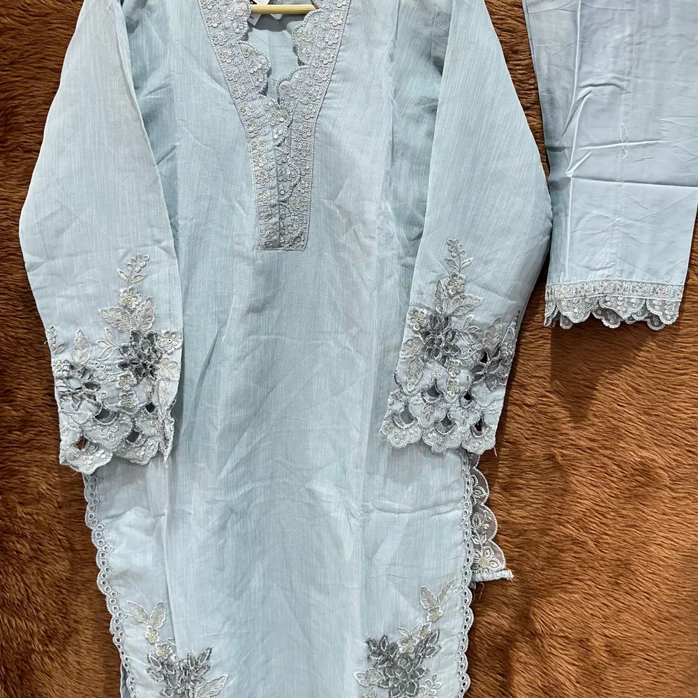 Embroidered Cotton Net Organza Silk Fabric - Textiles & Apparel by Ayzel Pvt. Ltd.
