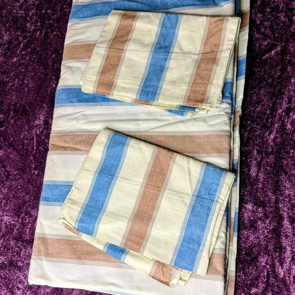 Light Royal Blue Handloom Bedsheet Pillow Cover Set - Textiles & Apparel by Ains Overseas