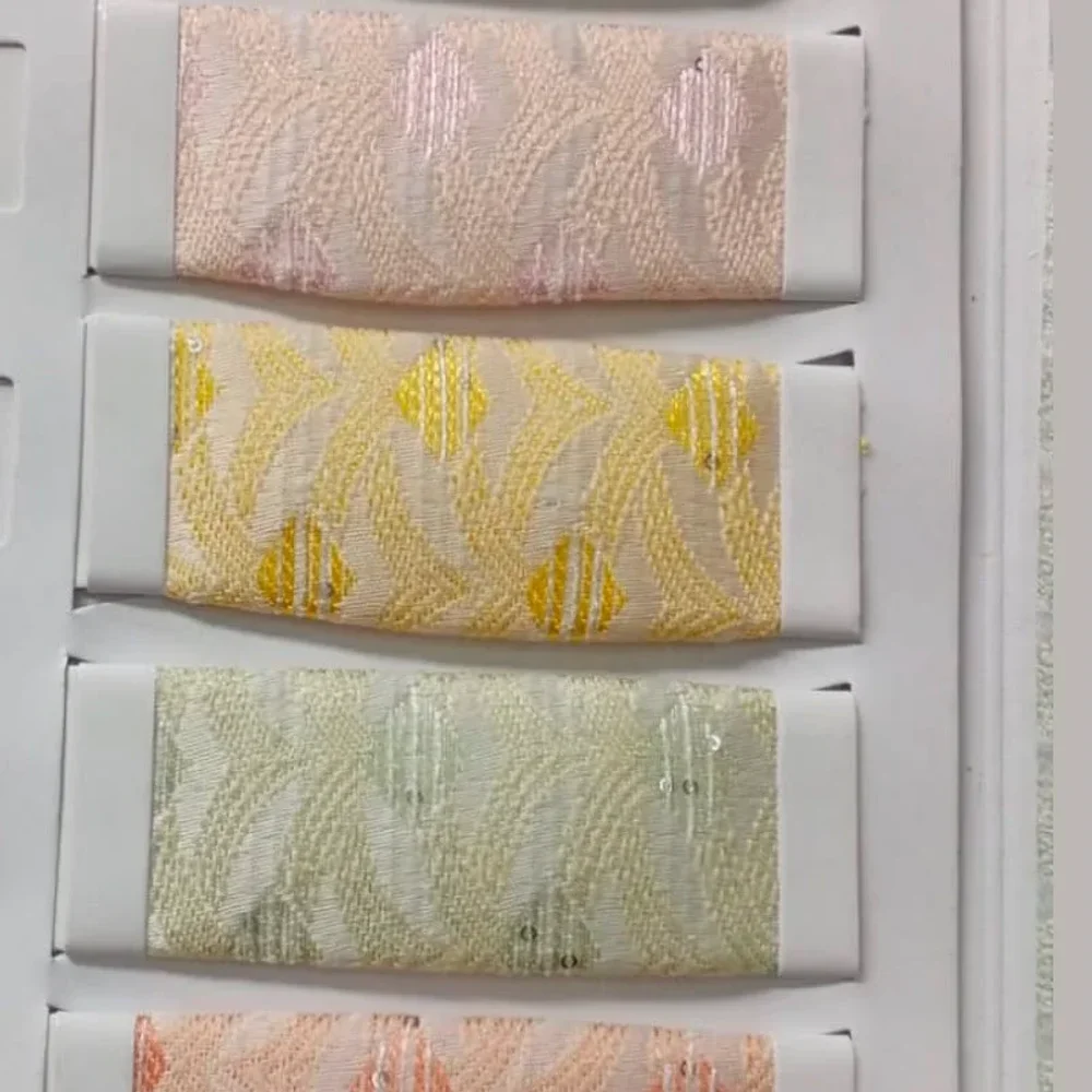 Multi-Color Pastel Embroidered Jacquard Sequinned Fabric Swatches - Textiles & Apparel by Azzero International