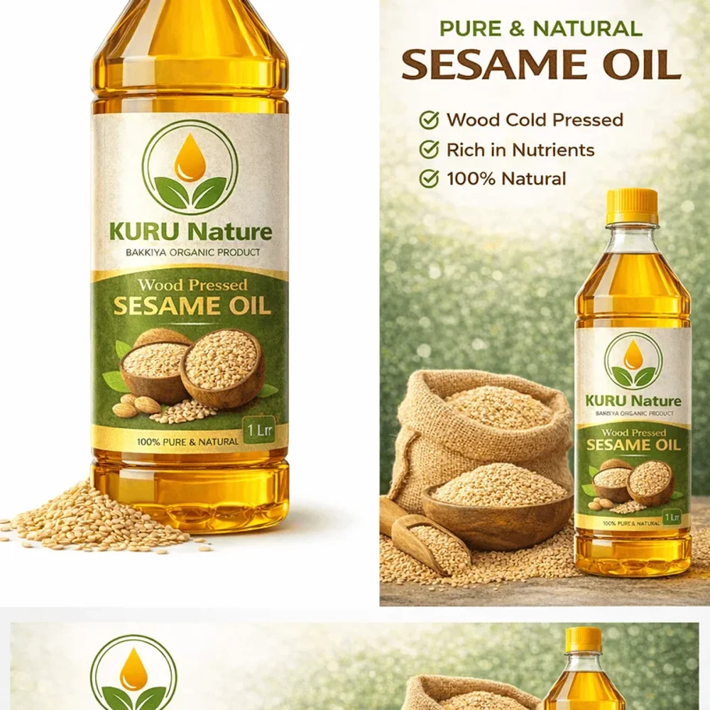 Cold-Pressed Sesame Oil 500 ml - Food & Agriculture by Bakkiya Organic Product