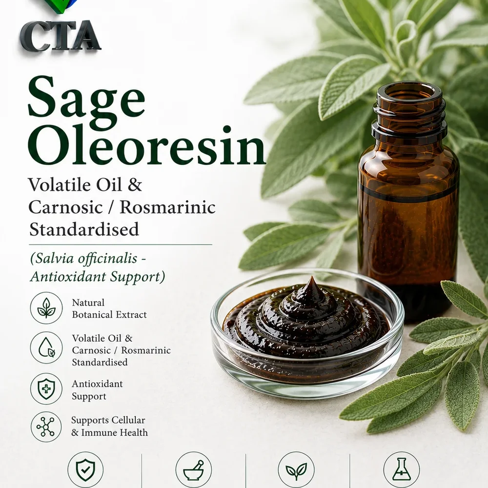 Sage Oleoresin (Salvia Officinalis) with Volatile Oil & Carnosic / Rosmarinic Acid - Food & Agriculture by Central Trade Agency Pvt. Ltd.