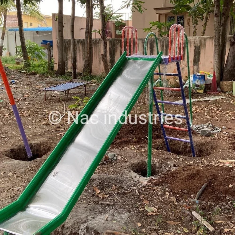 NAC Blue Metal Straight Outdoor Playground Slide - Sports, Toys & Games by Nac Industries