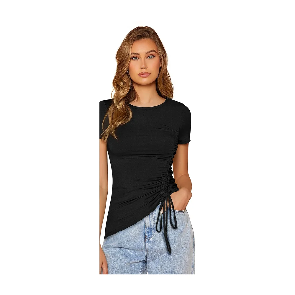 Black Half Sleeve Round Neck T-Shirt (XL) - Textiles & Apparel by Cara Exim