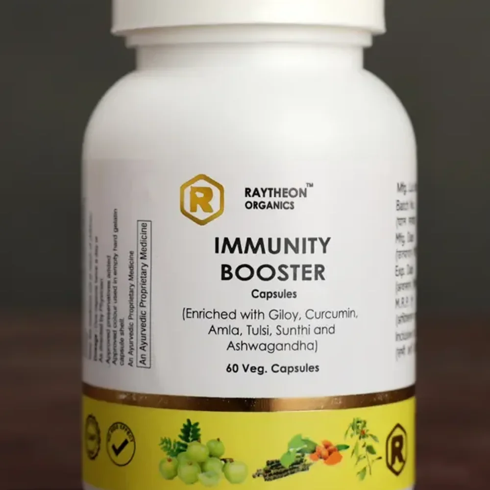 Raytheon Organics Immunity Booster Capsules with Ashwagandha, Tulsi, Giloy, Turmeric, Amla - Healthcare & Medical by Raytheon Organics