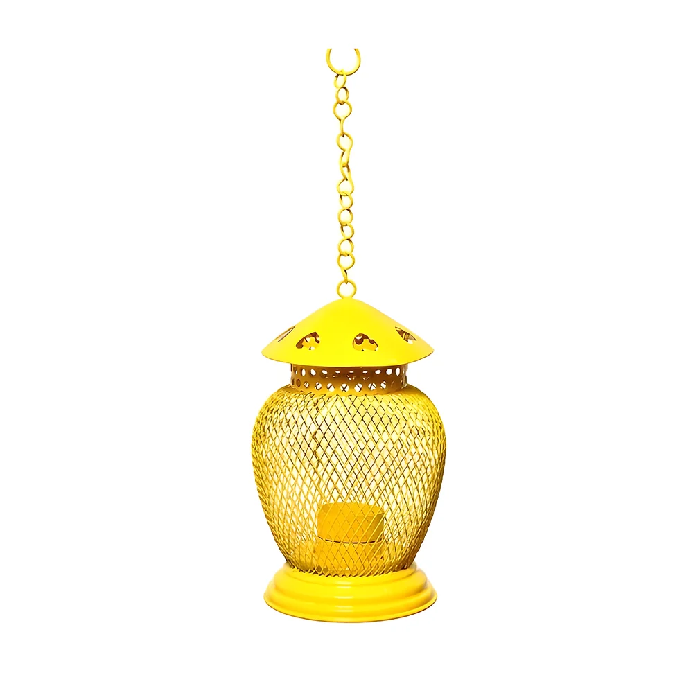 Golden Iron Cylindrical Lantern Candle Holder - Home & Kitchen by Human Need Design Global Export