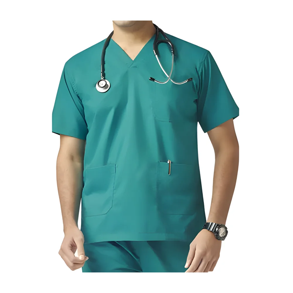 Kifzi Antimicrobial Spandex Men's Scrub Suit, 5 Pockets, XS Green - Textiles & Apparel by Accurate Surgicals