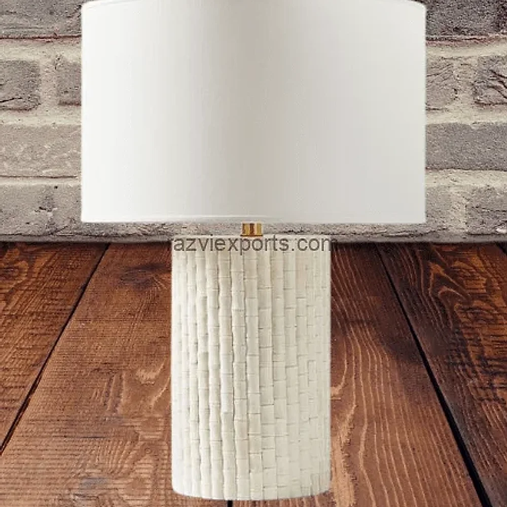 Antique White Bone Inlay Table Lamp - Furniture & Interiors by Razvi Exports