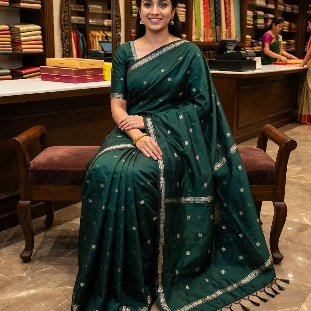 Maheshwari Cotton Saree Fabric - Textiles & Apparel by F.F Collection