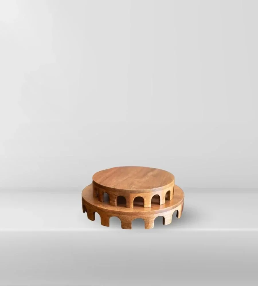 Mango Wood Cutout Cake Stand Set (12" & 10") - Home & Kitchen by Razvi Exports