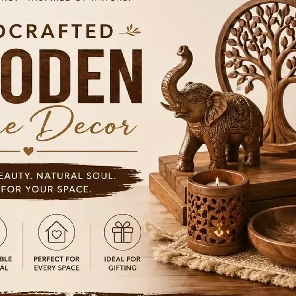 Handcrafted Wooden Decor - Home & Kitchen by Aviratam Swarajya