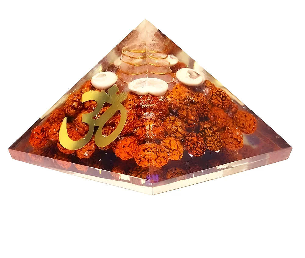 Rudraksha Orgonite Pyramid with Gomati Chakra - Handicrafts & Gifts by Sarah Agate