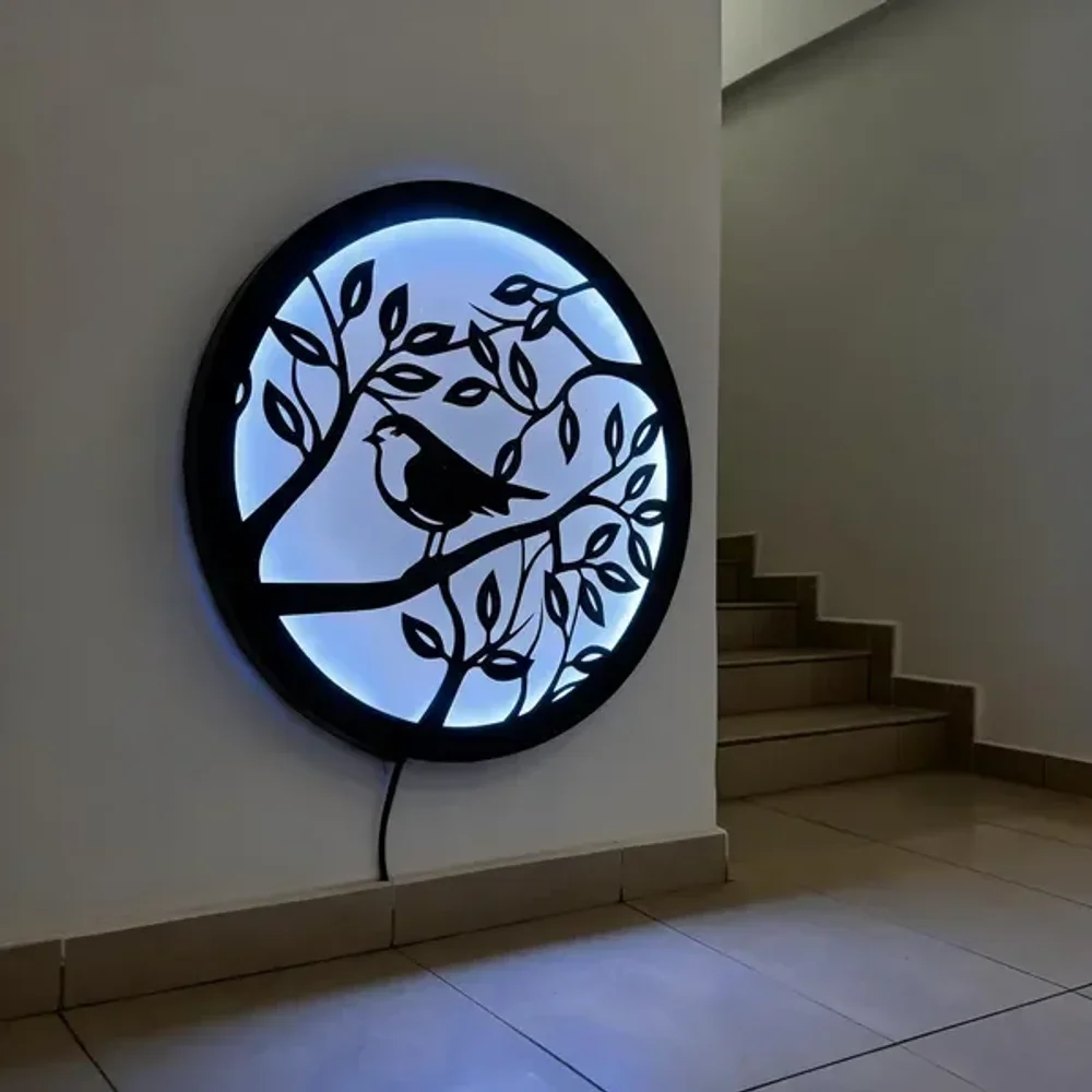 ONUR DECORS Metal Round LED Wall Light with Bird Pattern - Furniture & Interiors by Golden Engg Works