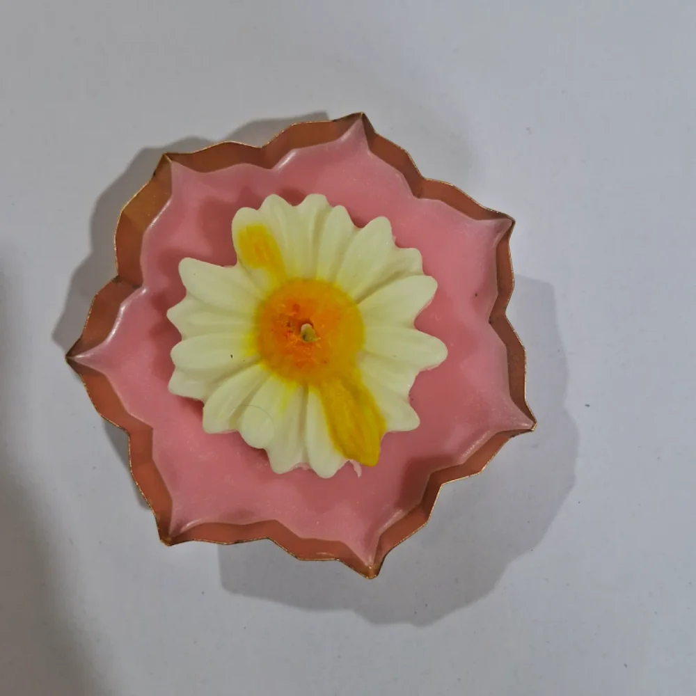 Daisy Flower Decorated Metal Urli Diya - Home & Kitchen by Roos Indira Creations