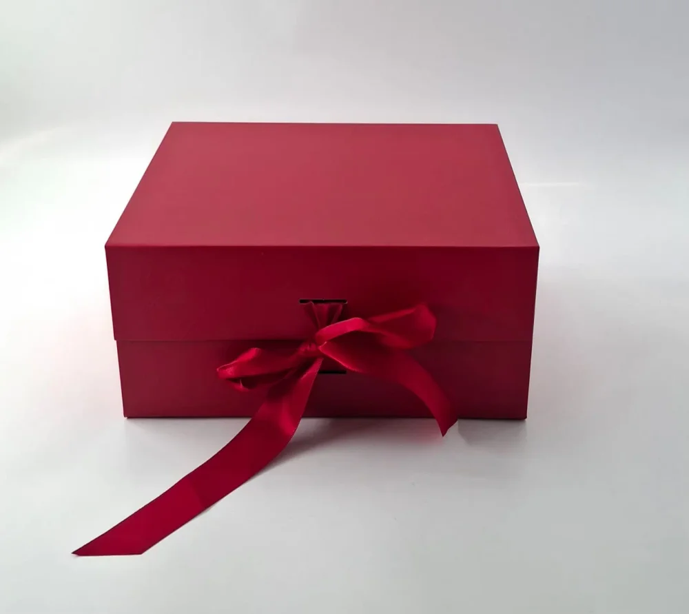 Collapsible Cardboard Gift Boxes with Magnetic & Ribbon Tie Closure - Packaging & Printing by Hindustan Handmade Paper Products