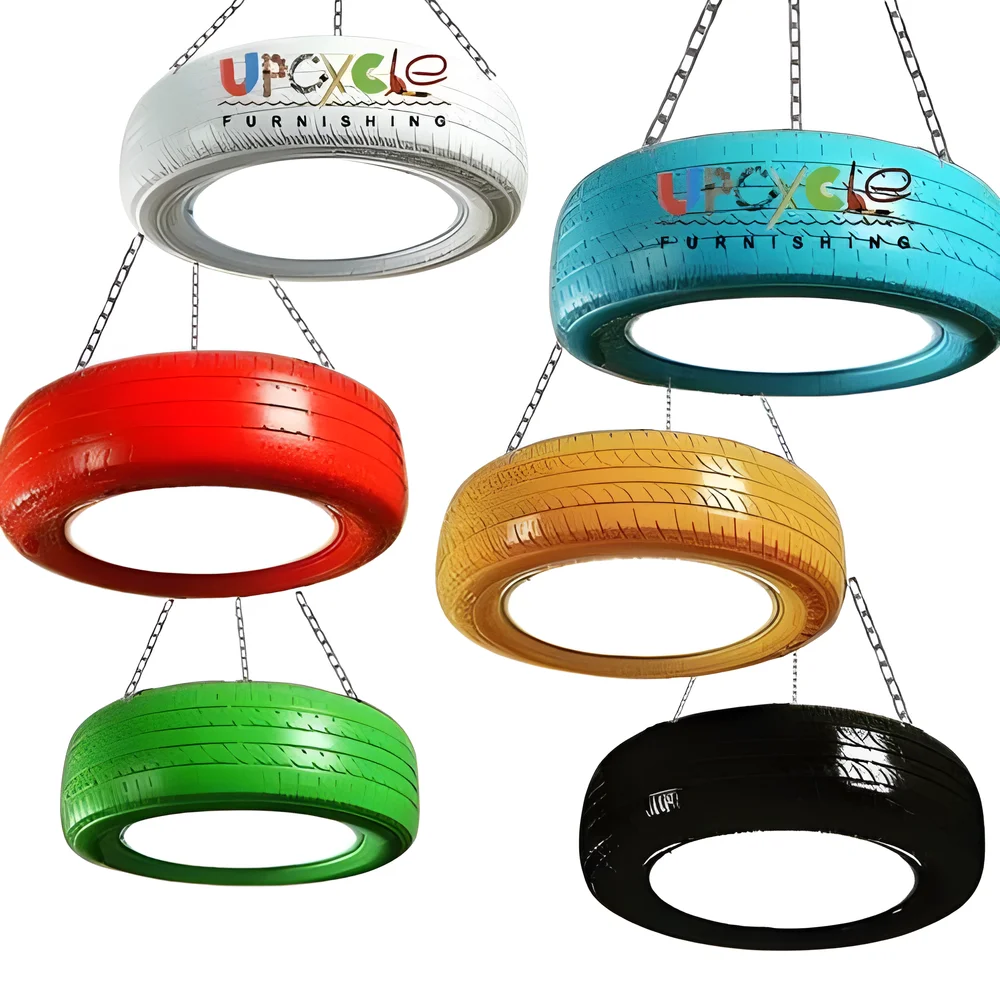 Repurposed Tyre Hanging Light Fixture - Furniture & Interiors by Upcycle Furnishing India