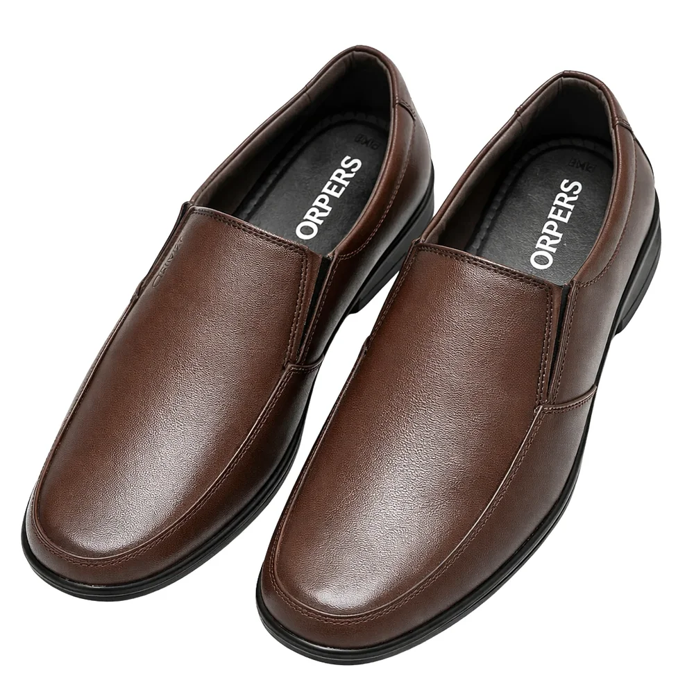 ORPERS Men's Brown Genuine Leather Slip-On Formal Shoes Size 8 - Footwear, Bags & Leather Goods by Axus Align