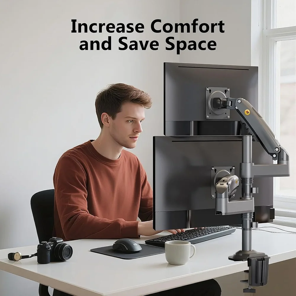 Audiovan H-180 Dual Monitor Gas Spring Desk Clamp Mount - Electronics & Electrical by Audiovan Tech Mumbai