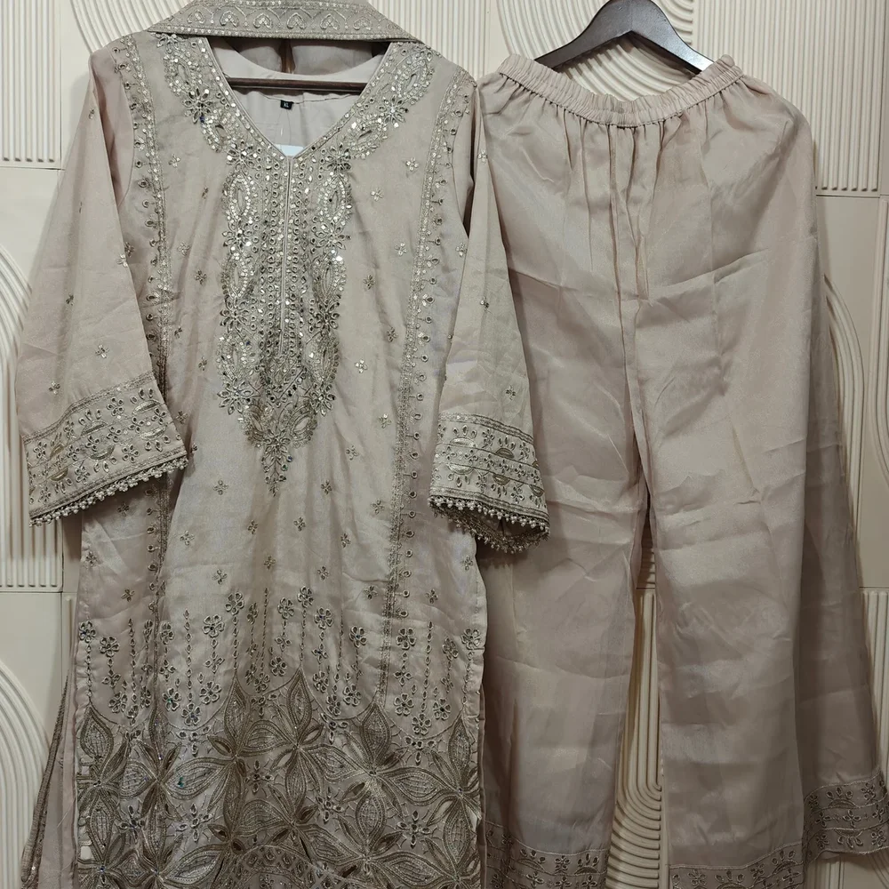 Embroidered Organza Silk Palazzo Suit - Textiles & Apparel by Ayzel Pvt. Ltd.