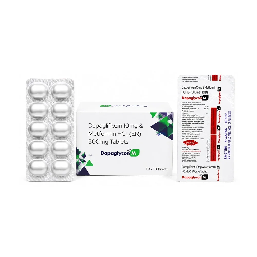 Dapagliflozin 10mg Metformin 500mg Extended Release Tablets - Healthcare & Medical by Prector Lifesciences