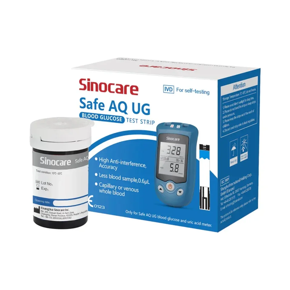 Sinocare Safe AQ UG Blood Glucose Uric Acid Meter - Healthcare & Medical by Accurate Surgicals