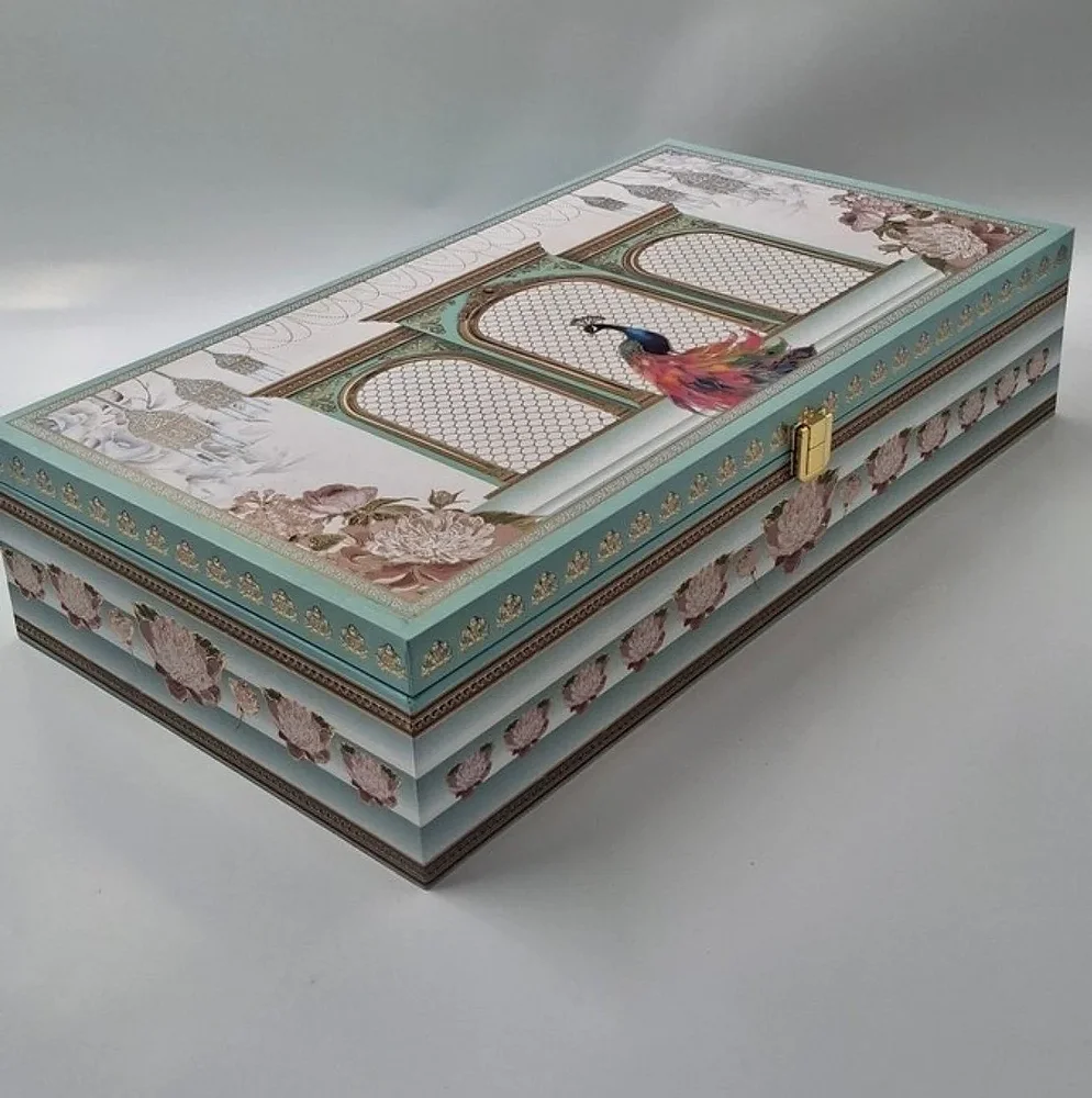 MDF Floral Peacock 6 Jar Gift Box - Packaging & Printing by Hindustan Handmade Paper Products