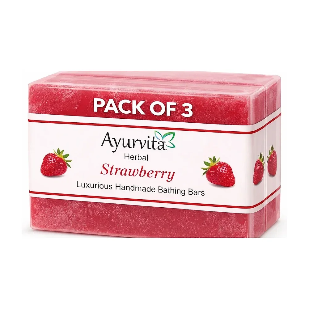 Ayurvita Herbal Handmade Bath Soap Bar, Strawberry - Beauty & Personal Care by Ayurvita Life Pvt. Ltd.
