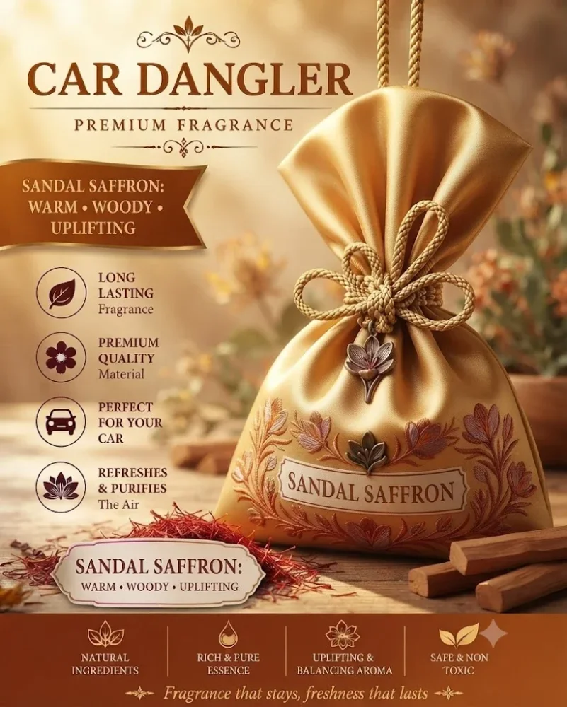 Sandal Saffron Geranium Car Dangler - Home & Kitchen by Brigis Herbal Products