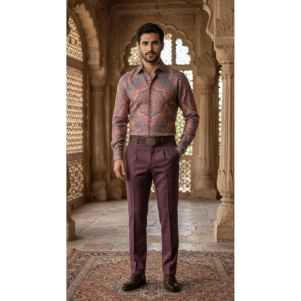 Men's Silk-Touch Mandala Print Shirt - Textiles & Apparel by G M Apparels