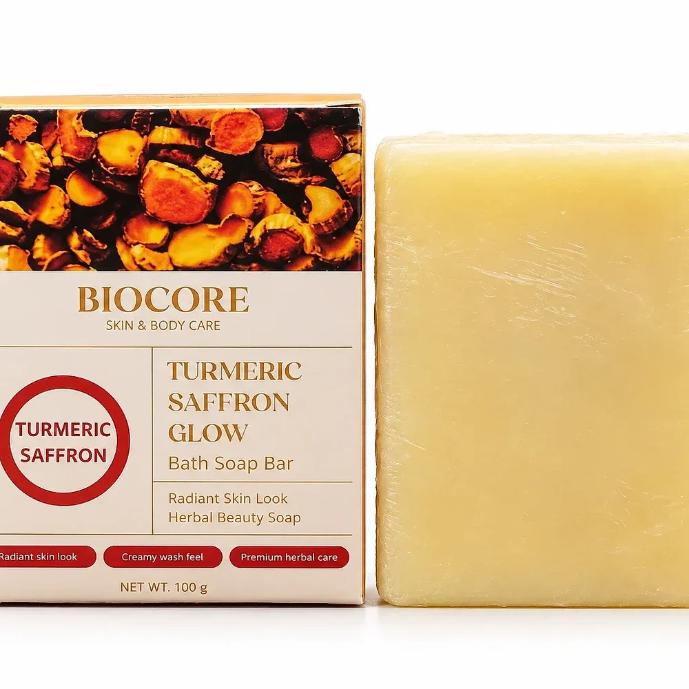 Biocore Herbal Turmeric Saffron Bath Soap Bar - Beauty & Personal Care by Nishika Creation