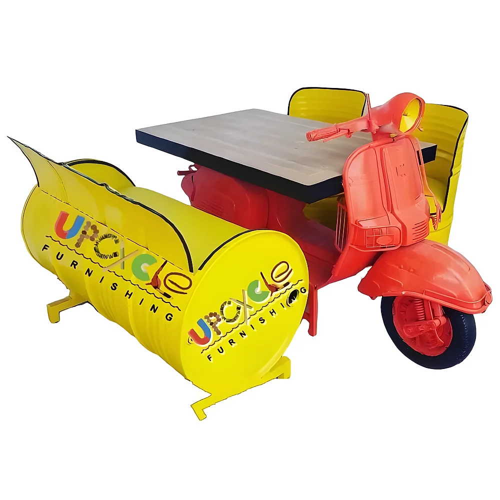 4 Seater Sofa Set with Scooter Table - Furniture & Interiors by Upcycle Furnishing India