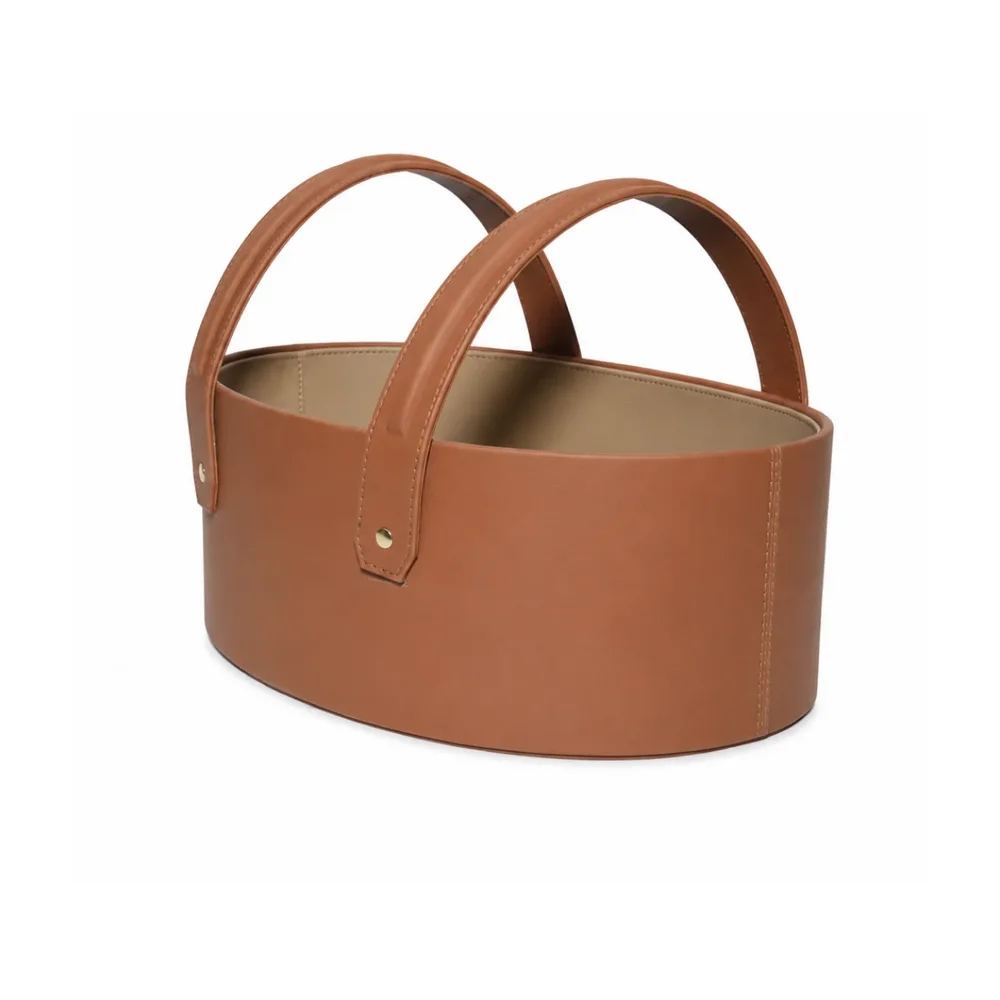 Oval Leatherette Decorative Basket with Handles - Home & Kitchen by SB Leather & Home Furnishing LLP