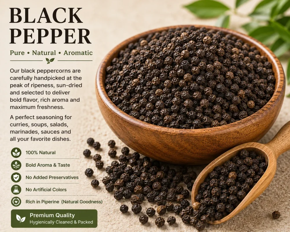 Whole Sun-Dried Black Peppercorns - Food & Agriculture by PranExpo