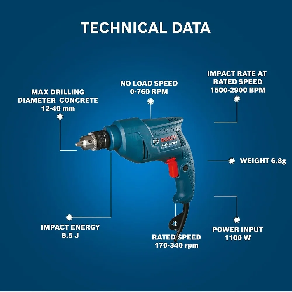Bosch GBL 350 Rotary Electric Drill Machine - Industrial Supplies & Tools by Shravan Industrial Solutions
