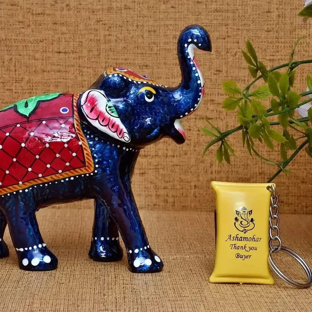 Hand Painted Paper Mache Elephant Figurine - Handicrafts & Gifts by Lav Craft