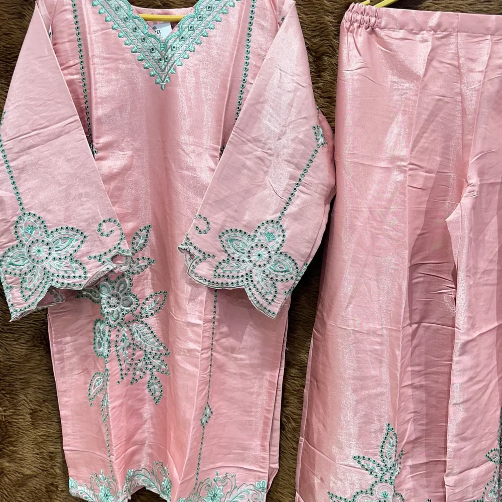 Embroidered Silk Kameez Palazo Set - Textiles & Apparel by Ayzel Pvt. Ltd.