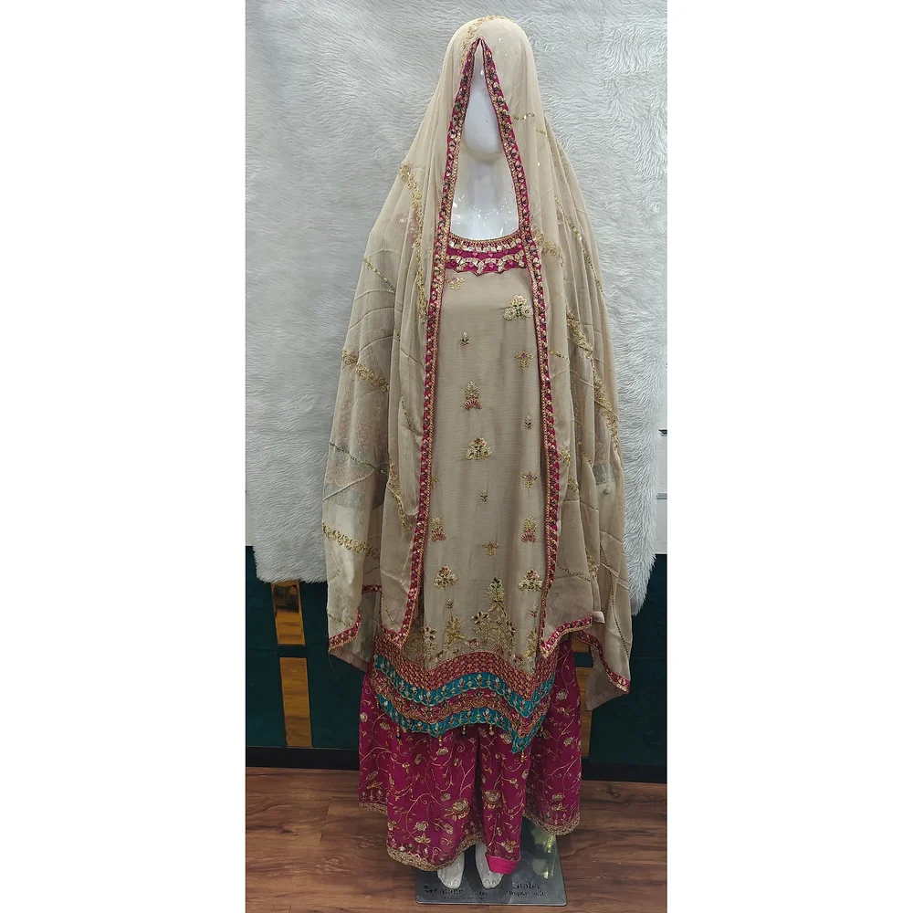 Chiffon Thread Embroidered Wedding Garara Suit - Textiles & Apparel by Ayzel Pvt. Ltd.