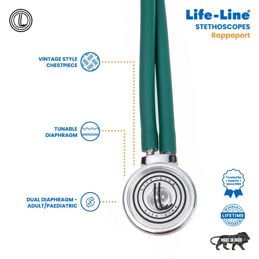 Life-Line STH019 Rappaport Acoustic Stethoscope with Dual Tunable Diaphragm - Healthcare & Medical by Accurate Surgicals
