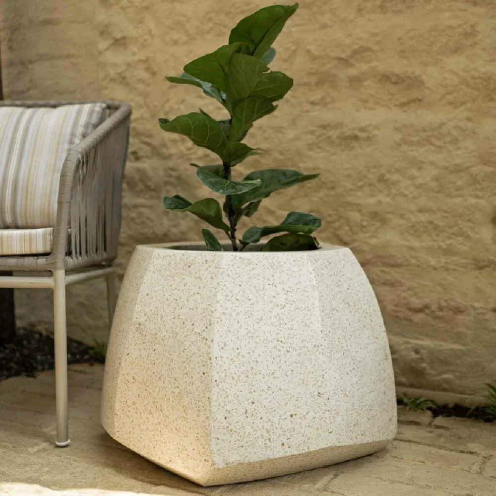 Angular Terrazzo Planter - Construction & Building Materials by Wooden Owl Design Pvt. Ltd.