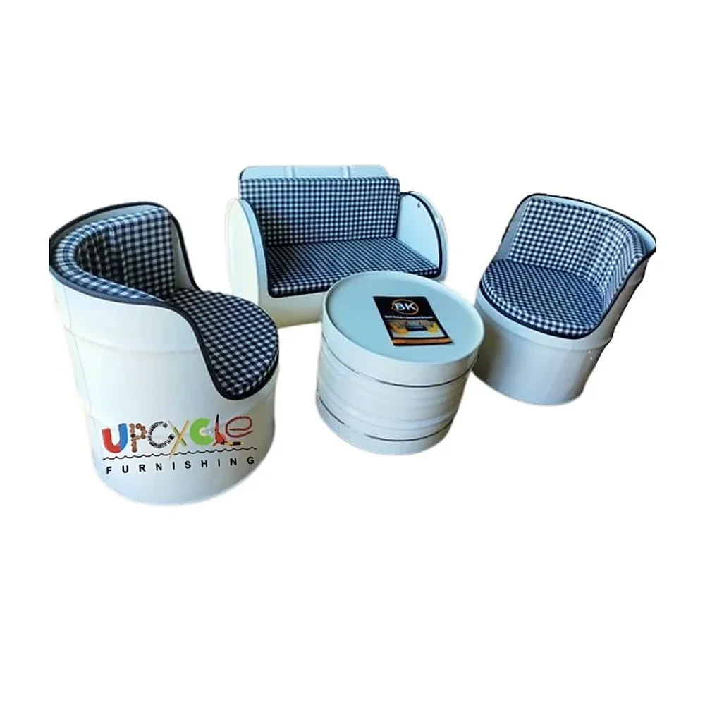 Barrel 4 Seater Dining Set with Table - Furniture & Interiors by Upcycle Furnishing India