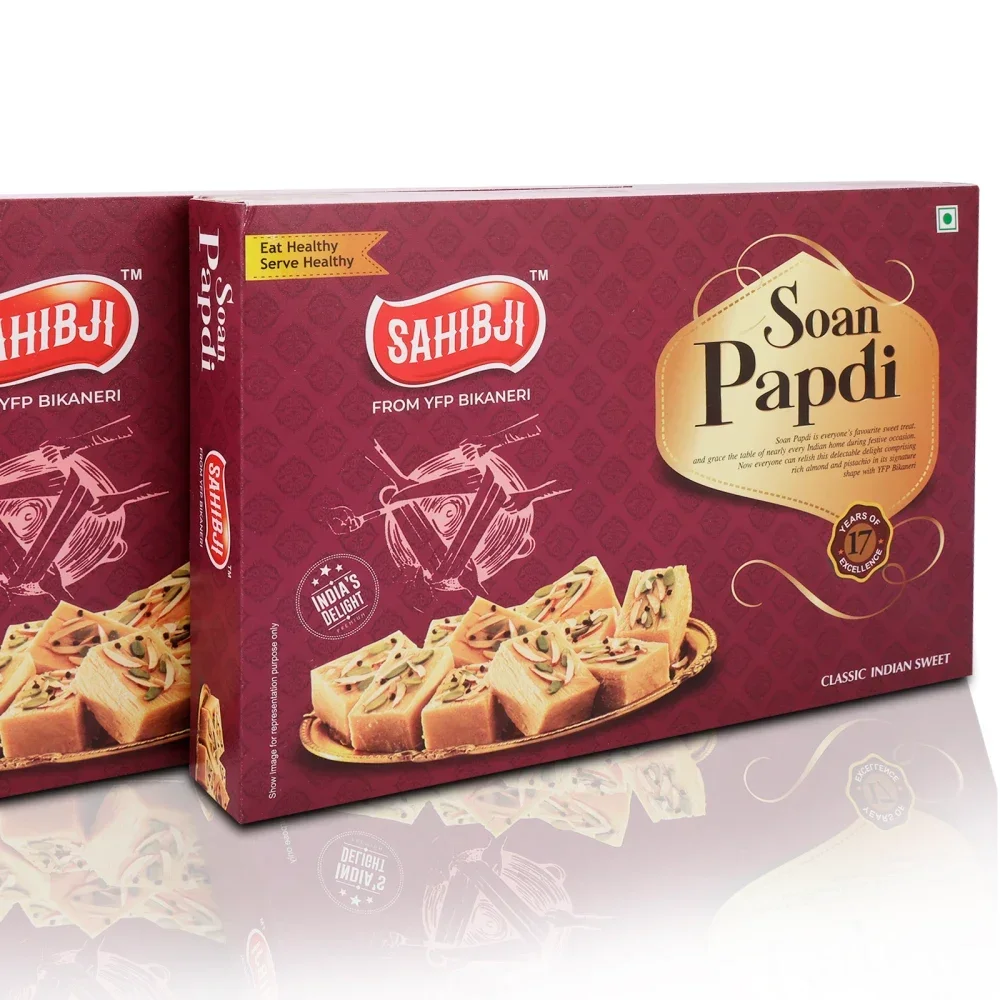 YFP SAHIBJI Soan Papdi 800g with Almond and Pistachio - Food & Agriculture by Yogya Food Products