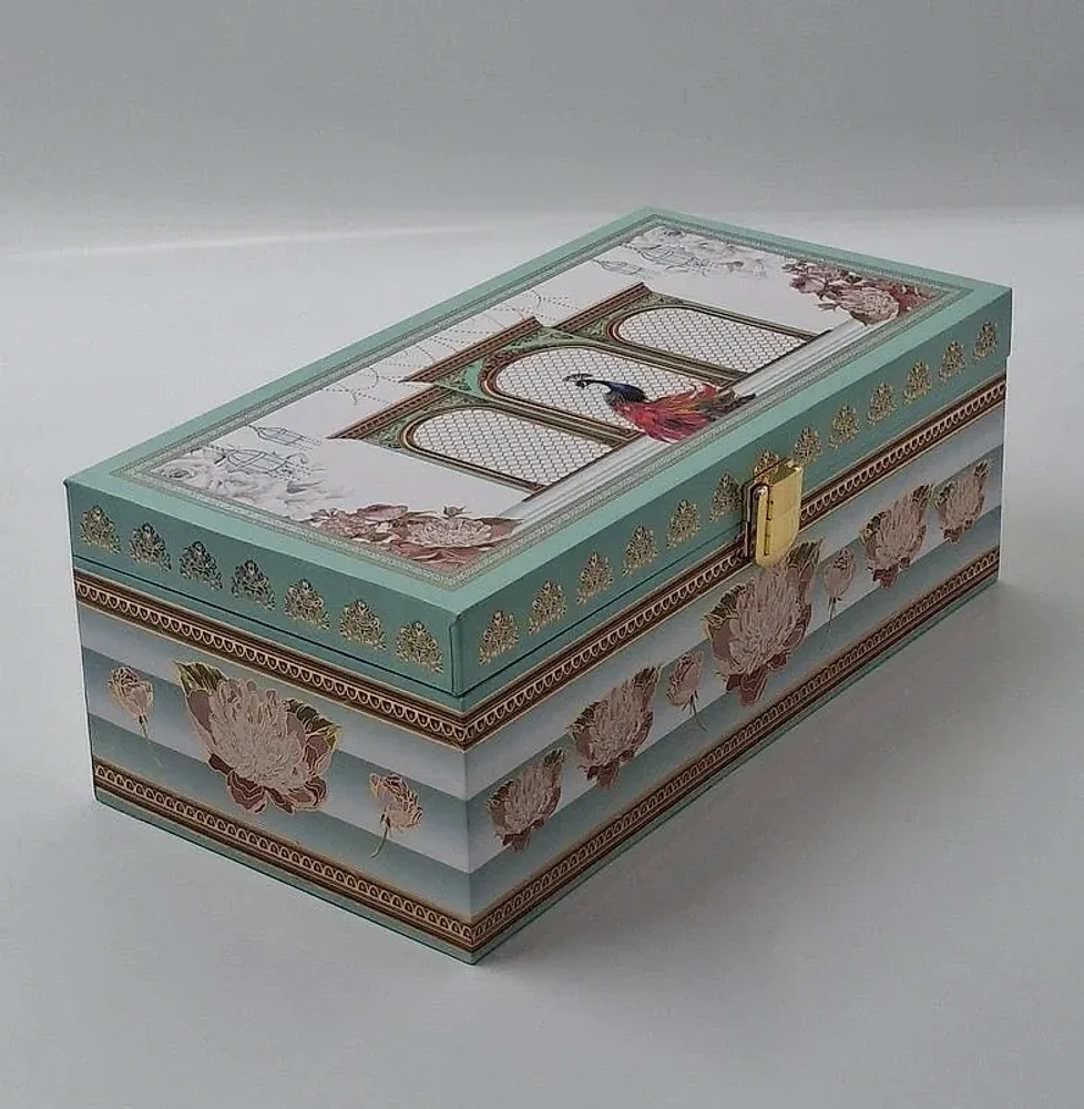 MDF Floral Peacock Hinged Lid Wedding Gift Box - Home & Kitchen by Hindustan Handmade Paper Products