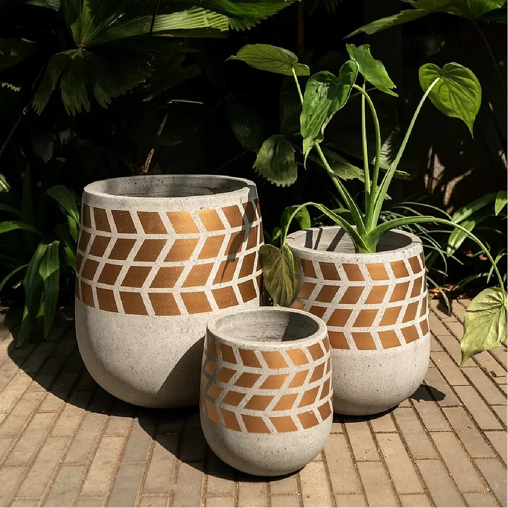 Fibre Cement Planters with Copper Detailing - Construction & Building Materials by Wooden Owl Design Pvt. Ltd.