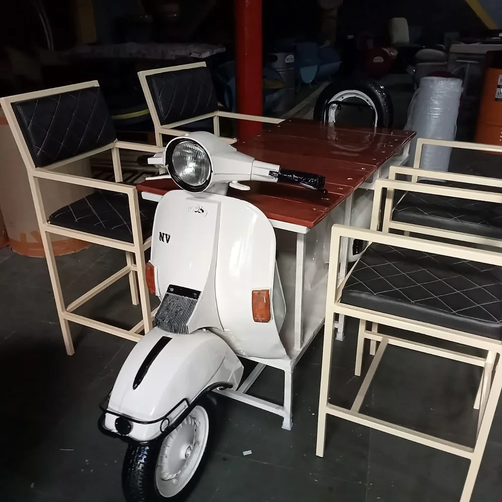 Retro Scooter Dining Table Set - Furniture & Interiors by Upcycle Furnishing India