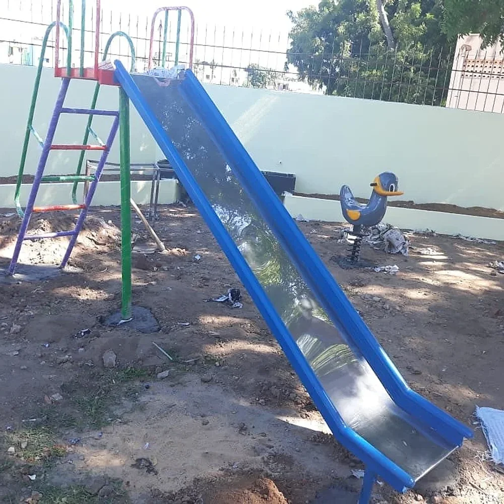 NAC Straight Stainless Steel Playground Slide with Ladder - Sports, Toys & Games by Nac Industries