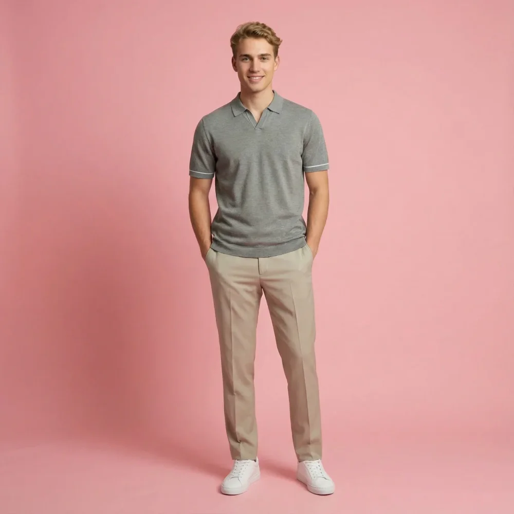 Men's 16 Gauge Flat Knit Polo T-shirt, 100% Cotton - Textiles & Apparel by Dhibbhagiri Inc.