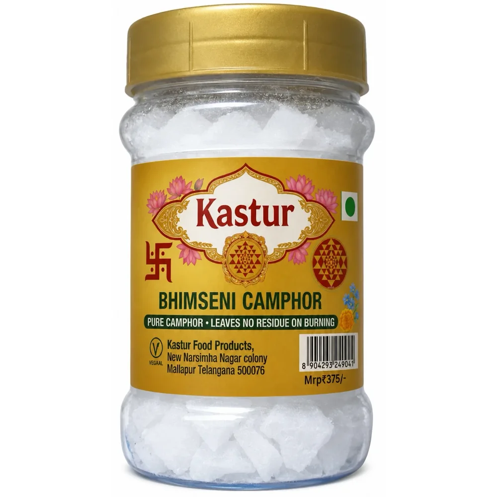 Natural Camphor Crystals for Puja - Home & Kitchen by Kastur Food Products