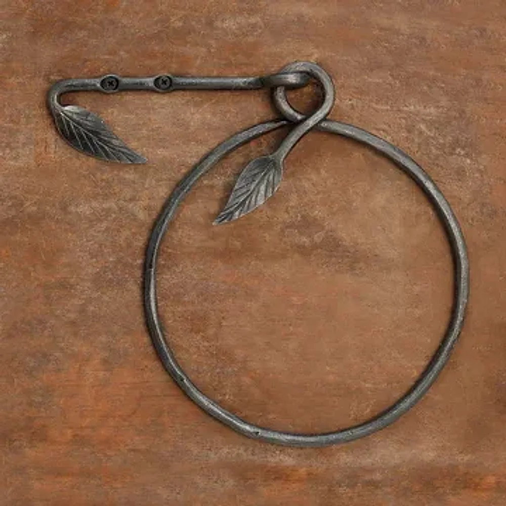 Hand Forged Raw Iron Round Towel Hanger HC-350 - Home & Kitchen by The Hardware Hut