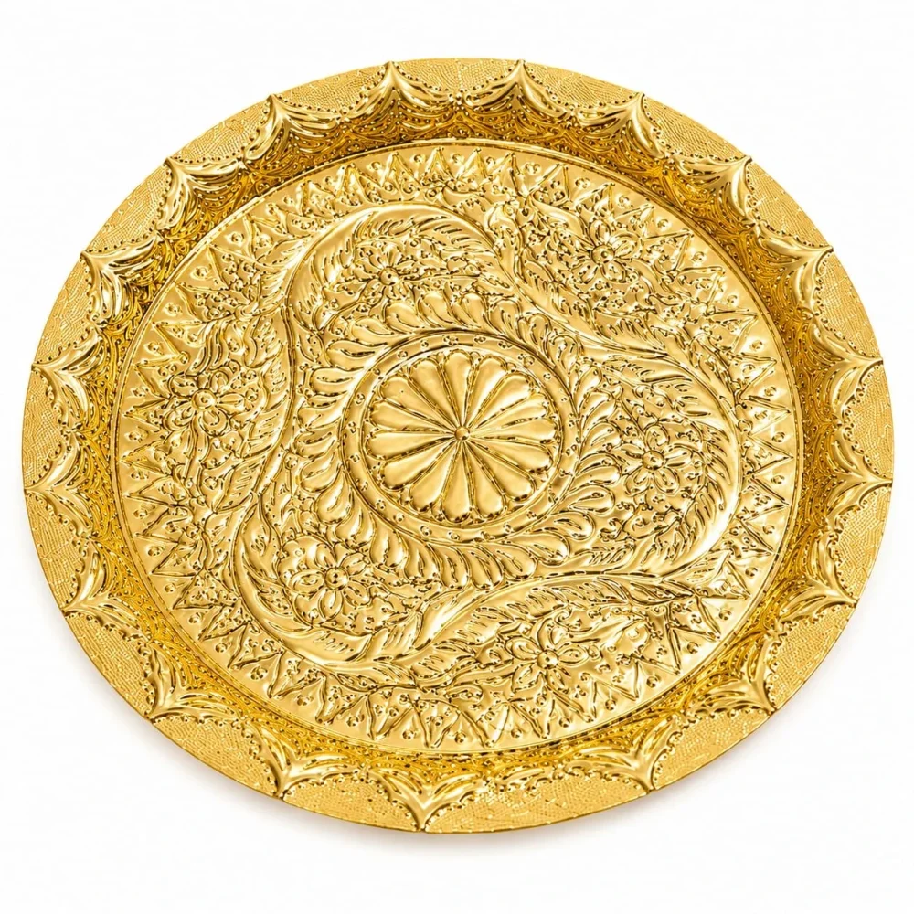 Brass Pooja Thali 12 Inch - Handicrafts & Gifts by Brothers International