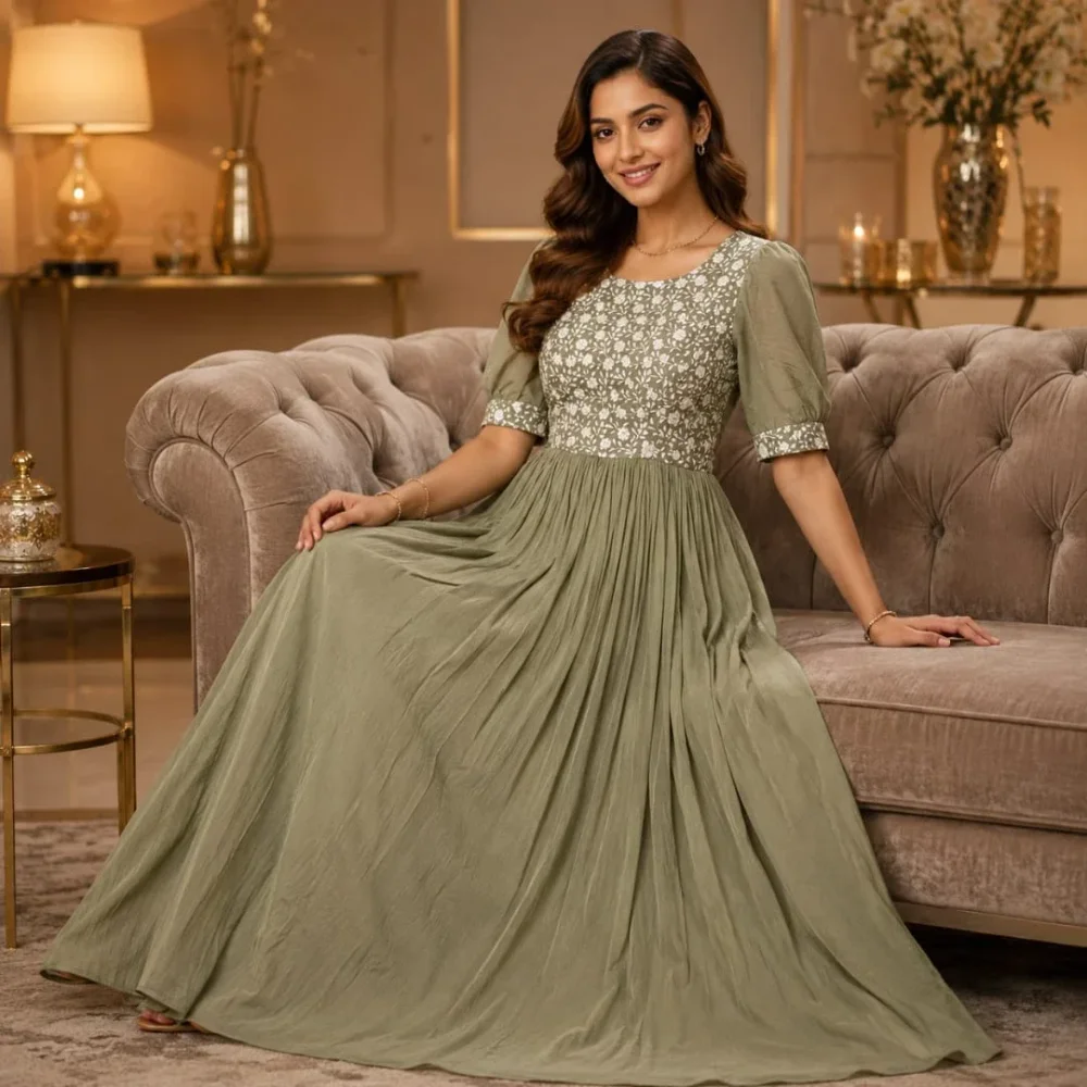 Elegant Floor-Length Gown - Textiles & Apparel by Nikita Fabrics and Apparel