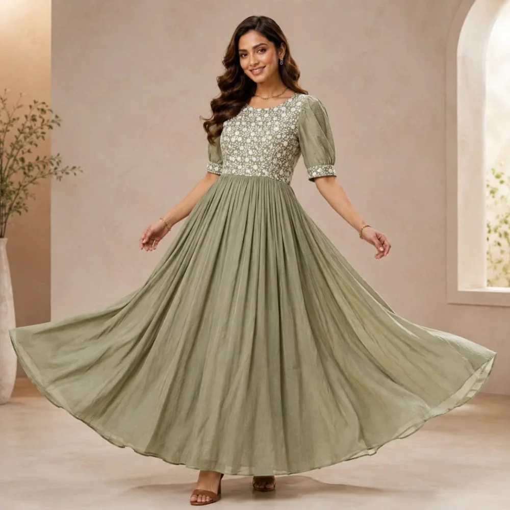 Elegant Floor-Length Gown - Textiles & Apparel by Nikita Fabrics and Apparel